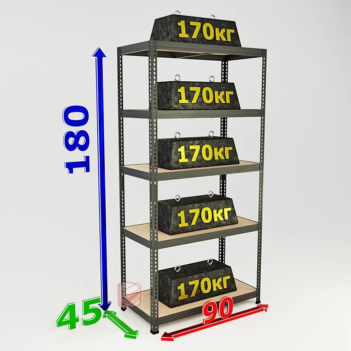 Металлический стеллаж SBL 180х90х45 в цвете RAL 7016 муар фото Стеллаж Мастер